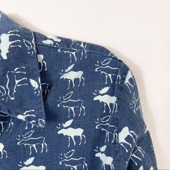TRUE GRIT Woman’s Moose Blue Button Down Top Size M - Picture 4 of 10